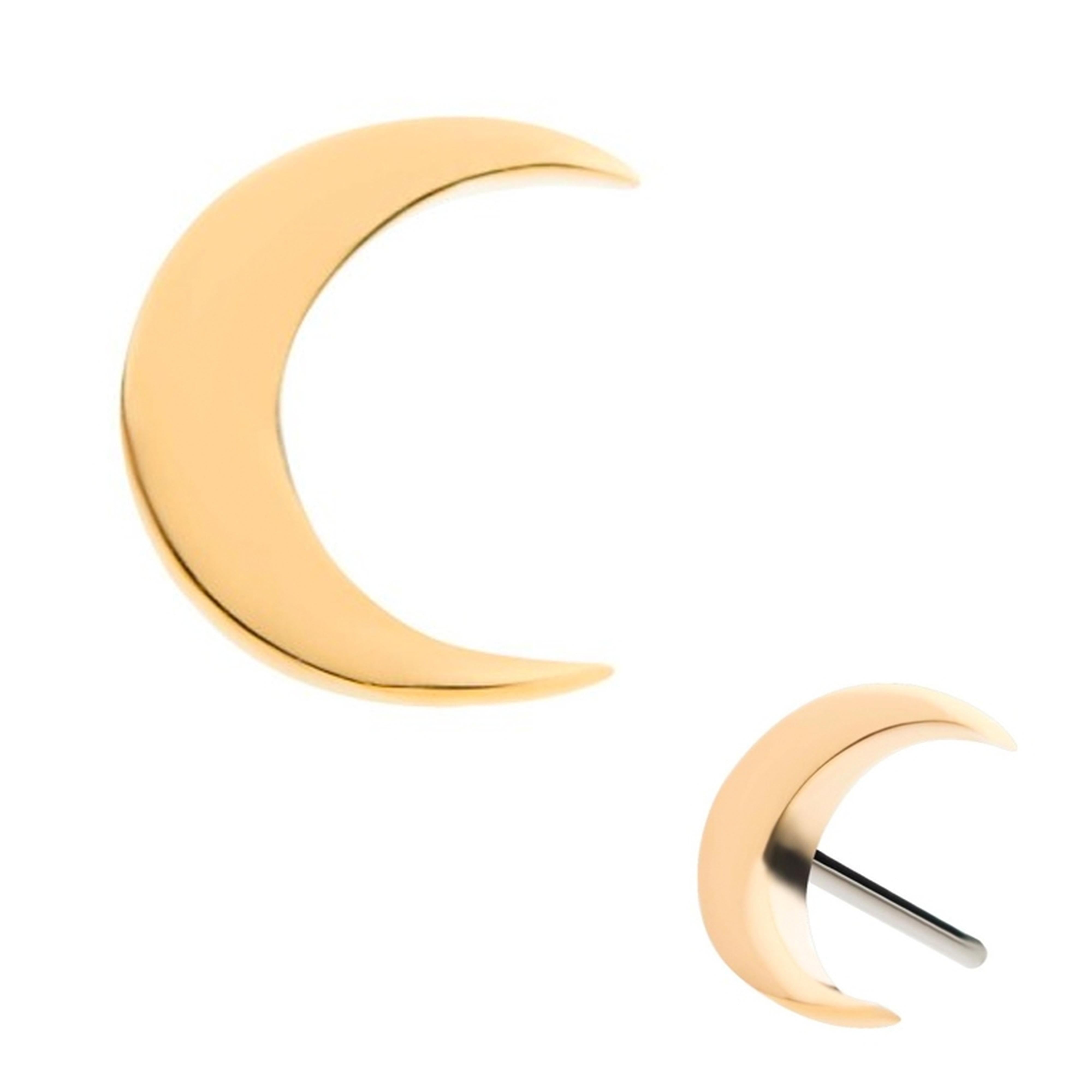 14kt Gold Waxing Crescent Moon Threadless Top