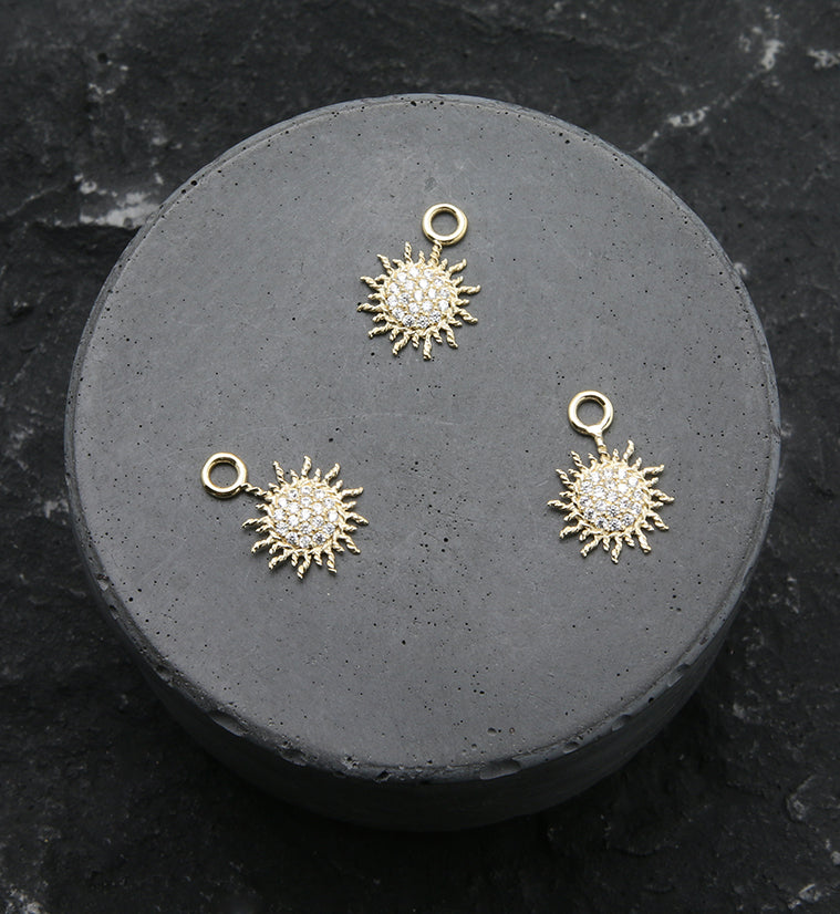 14kt Gold Solar Burst CZ Charm
