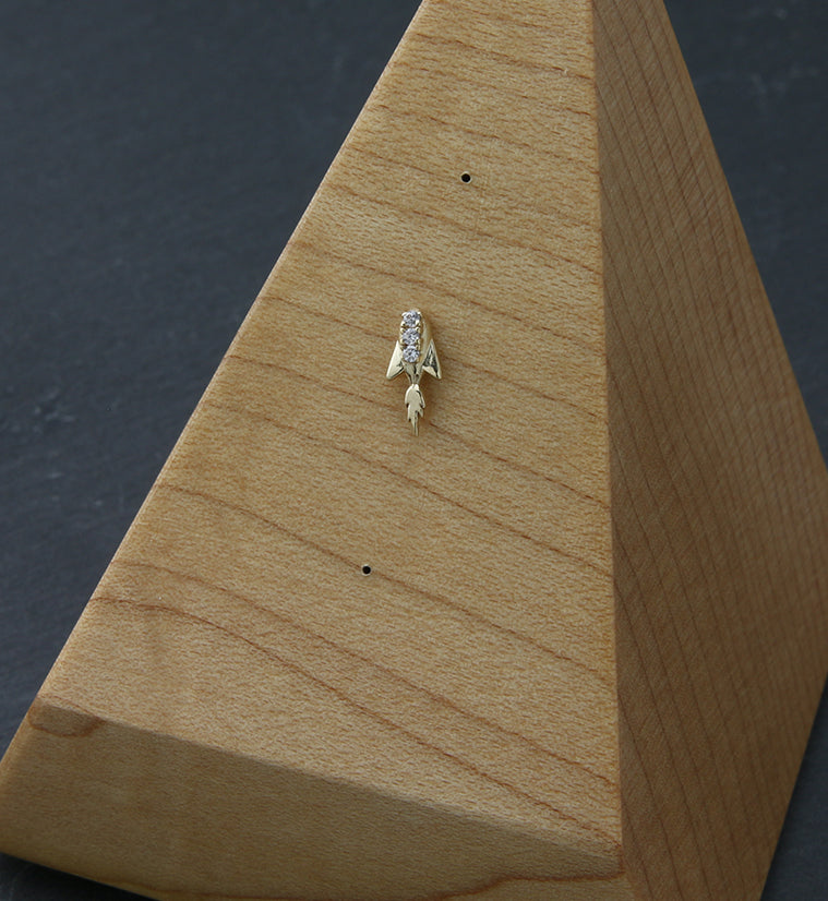 14kt Gold Spaceship CZ Threadless Top