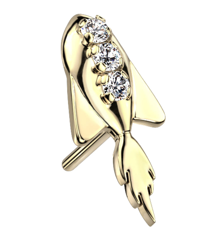 14kt Gold Spaceship CZ Threadless Top