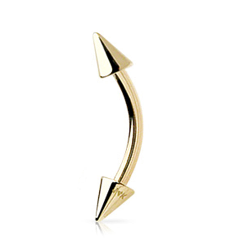 Spiked 14Kt Gold Curved Barbell