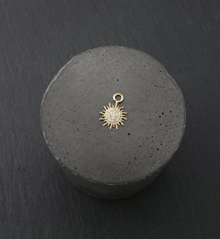 14kt Gold Sun CZ Charm