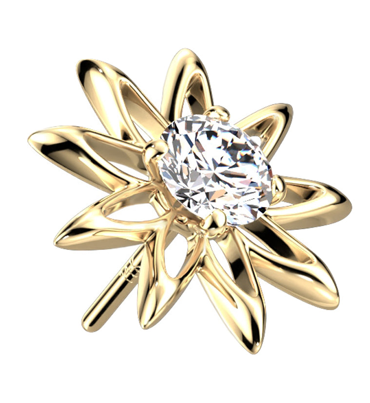 14kt Gold Sunflower CZ Threadless Top