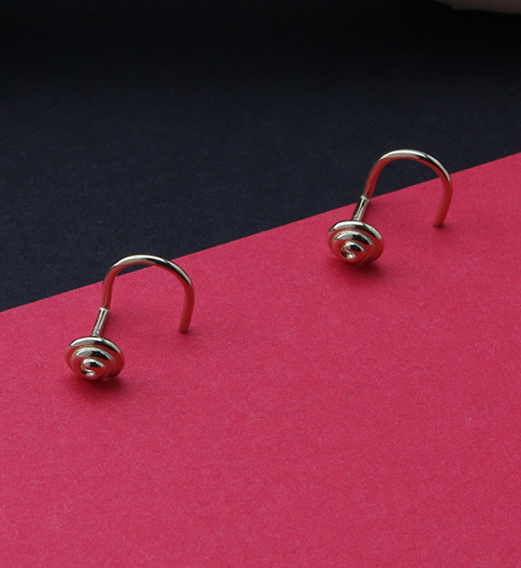 14kt Gold Swirl Nose Screw Ring