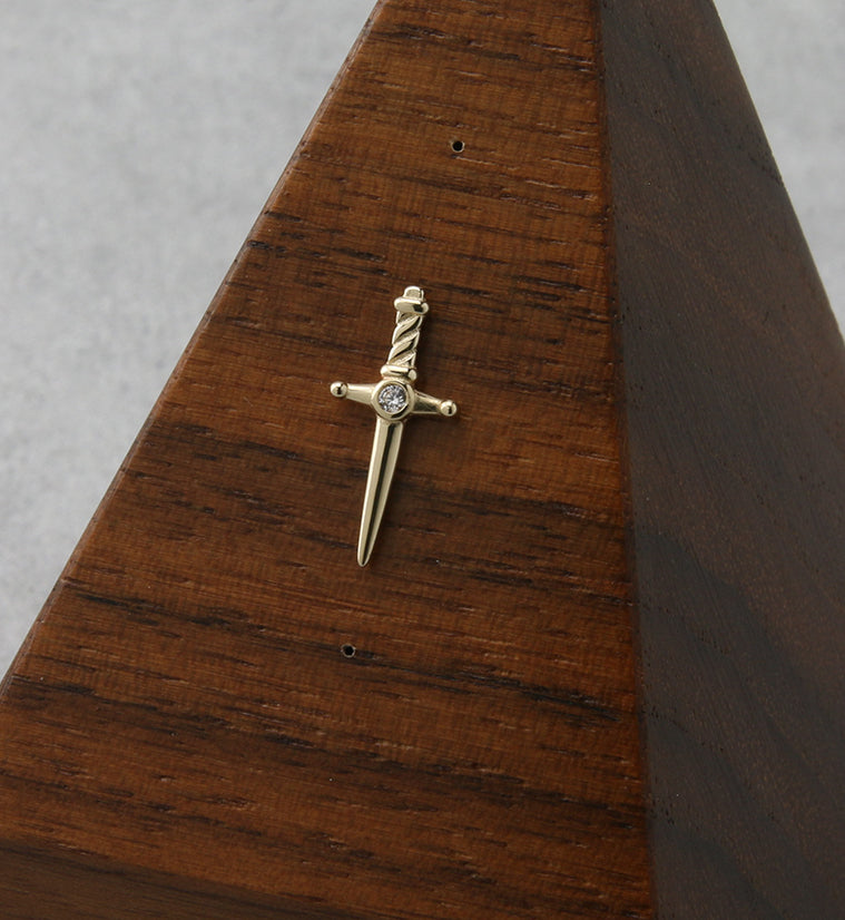 14kt Gold Sword CZ Threadless Top