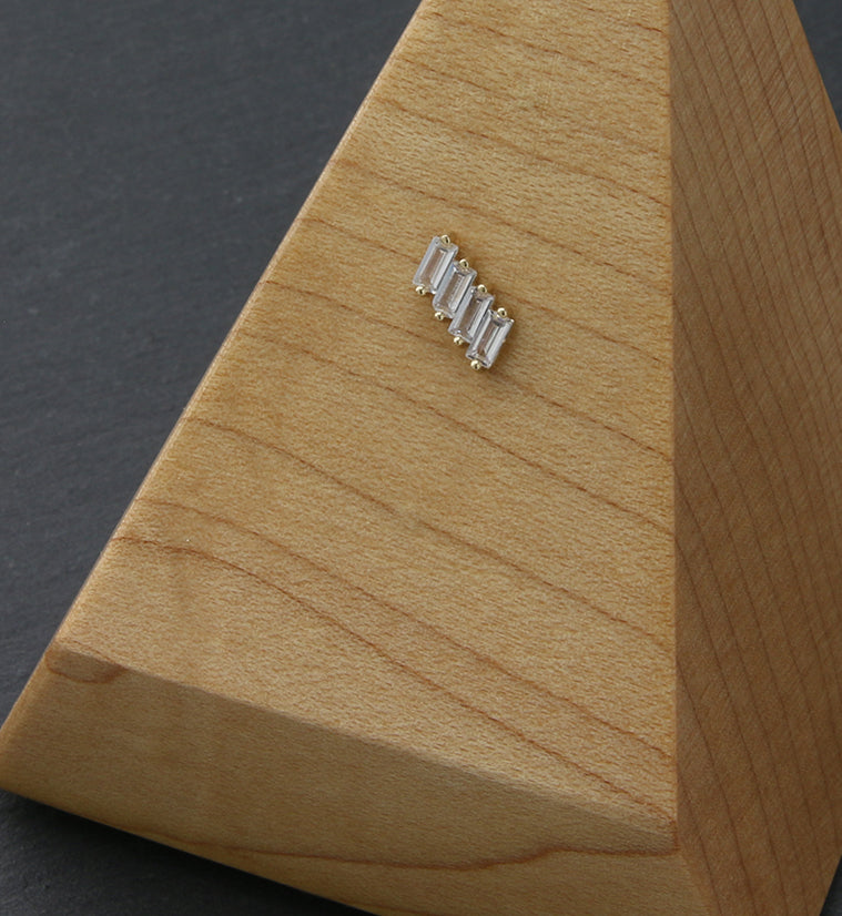 14kt Gold Tetrad Slant CZ Threadless Top