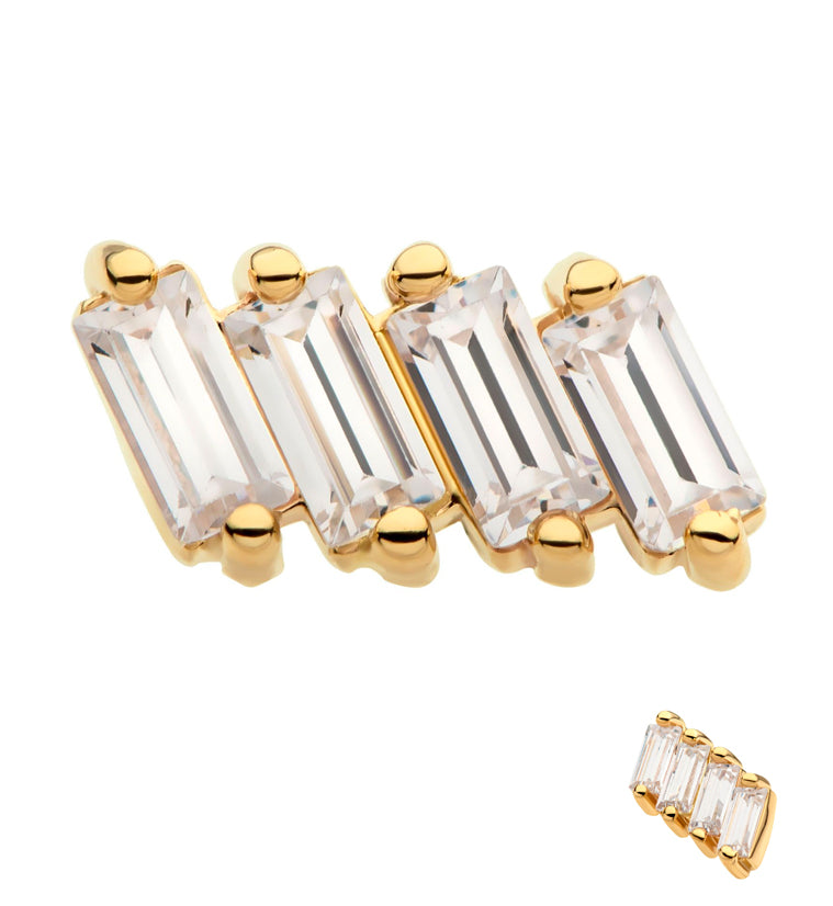 14kt Gold Tetrad Slant CZ Threadless Top