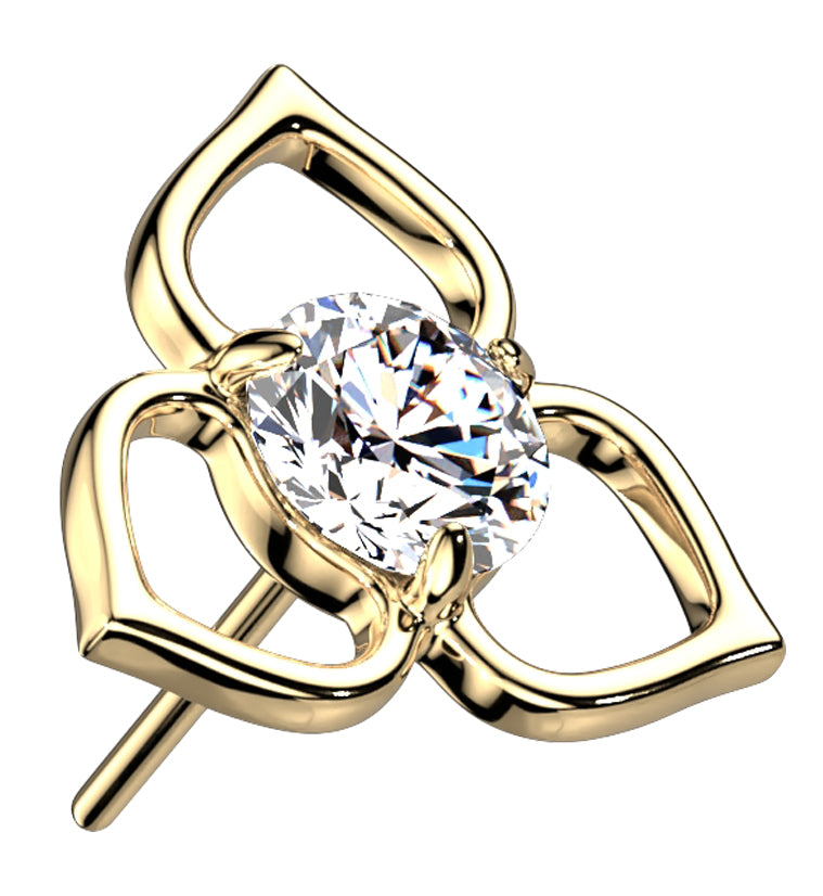 14kt Gold Tri Petal CZ Threadless Top