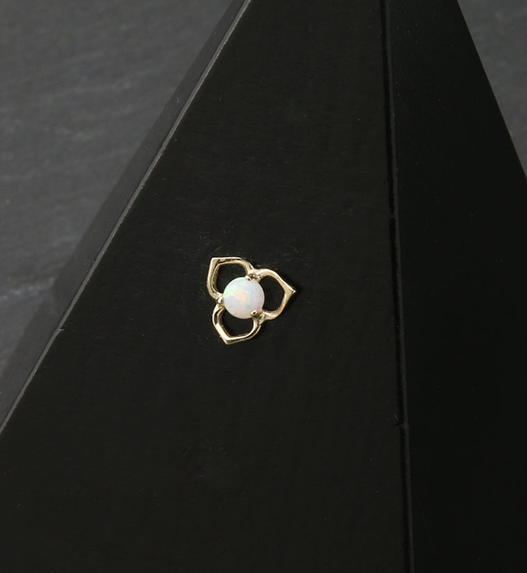 14kt Gold Tri Petal White Opalite Threadless Top