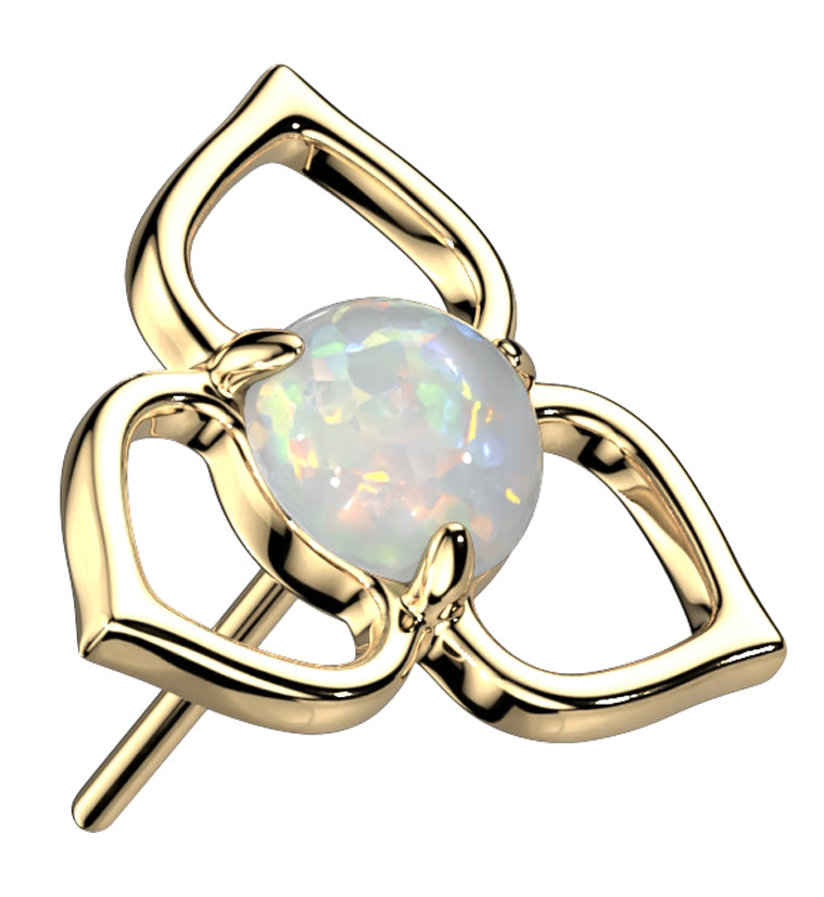 14kt Gold Tri Petal White Opalite Threadless Top