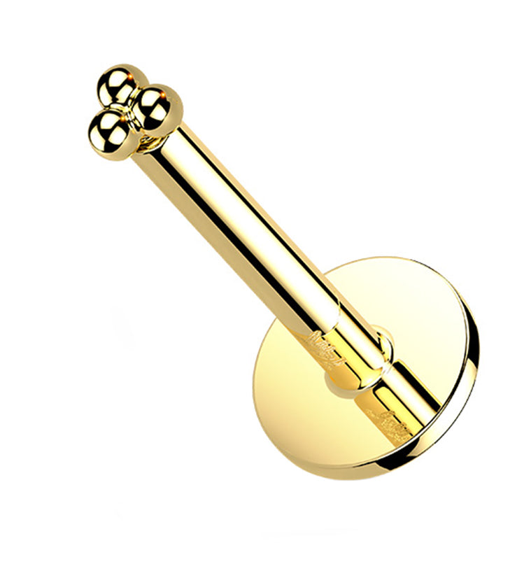14kt Gold Triad Ball Threadless Labret
