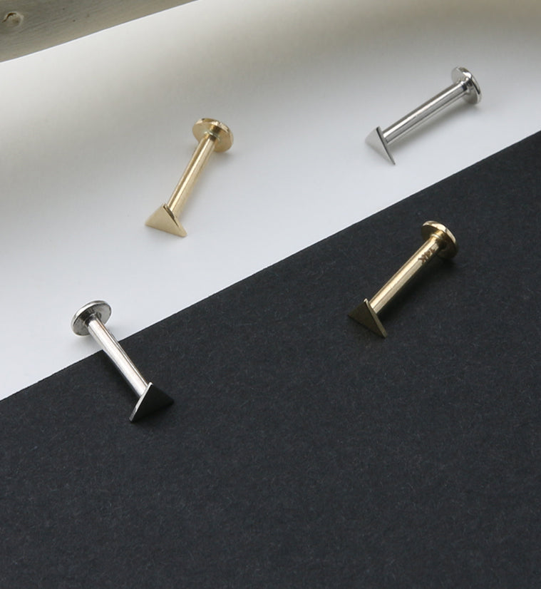 14kt White Gold Triangle Labret