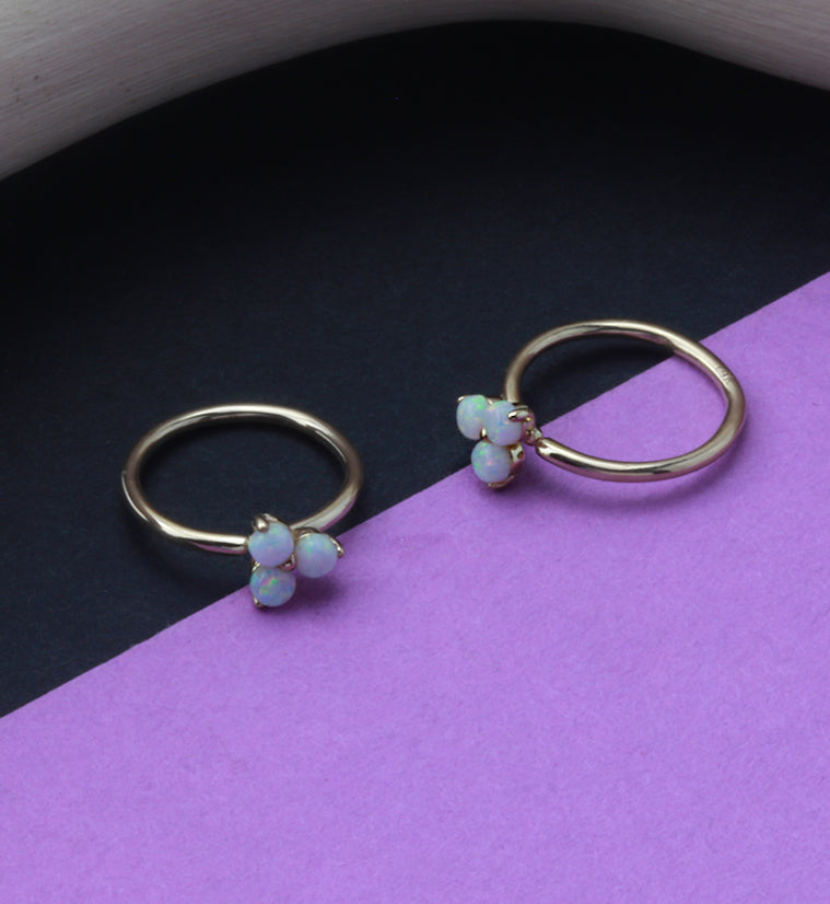 14kt Gold Trinity Opalite Hoop Ring