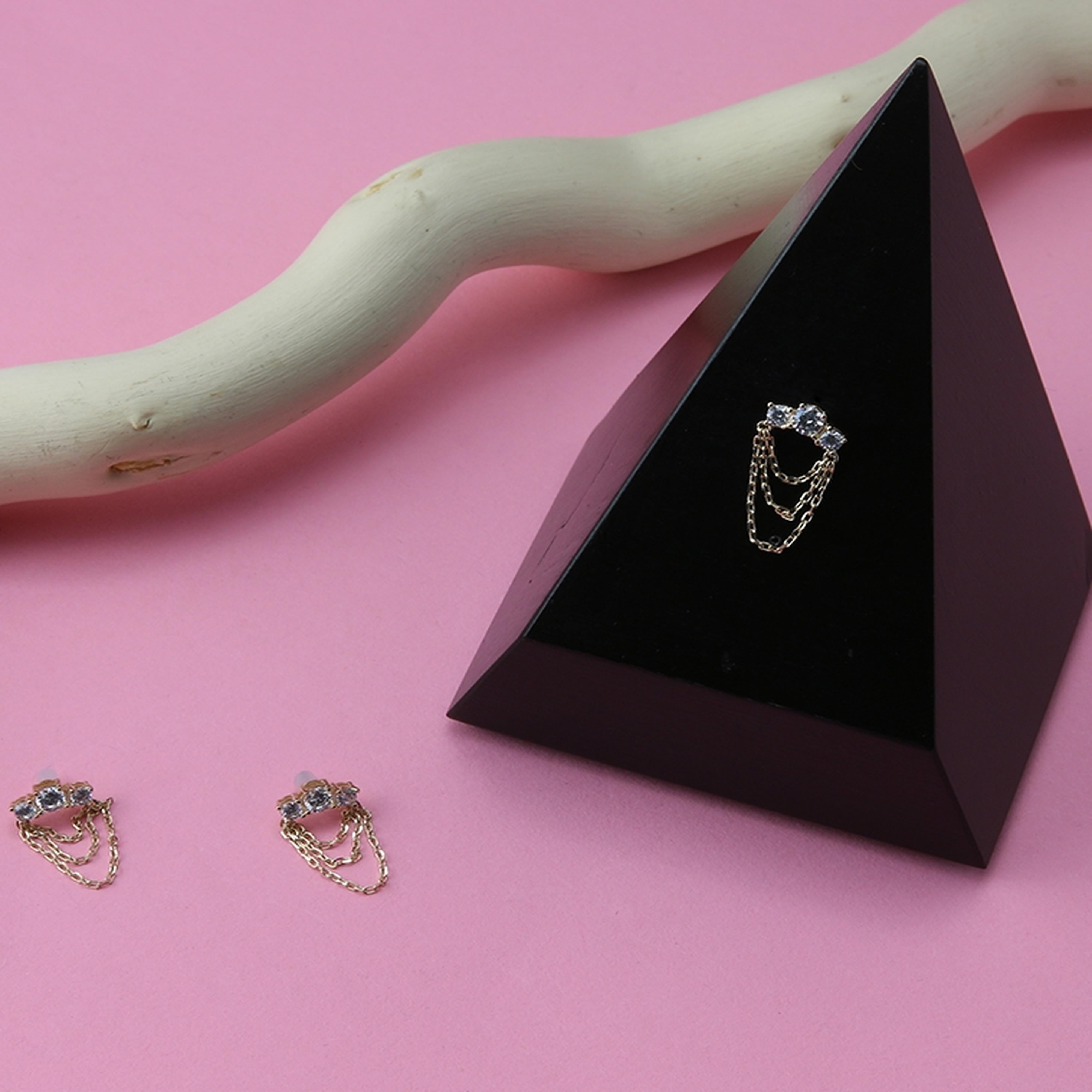 14kt Gold Triple CZ Prong Chain Threadless Top