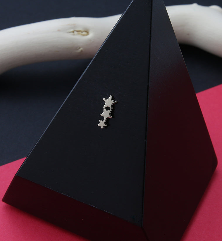 14kt Gold Triple Star CZ Threadless Top