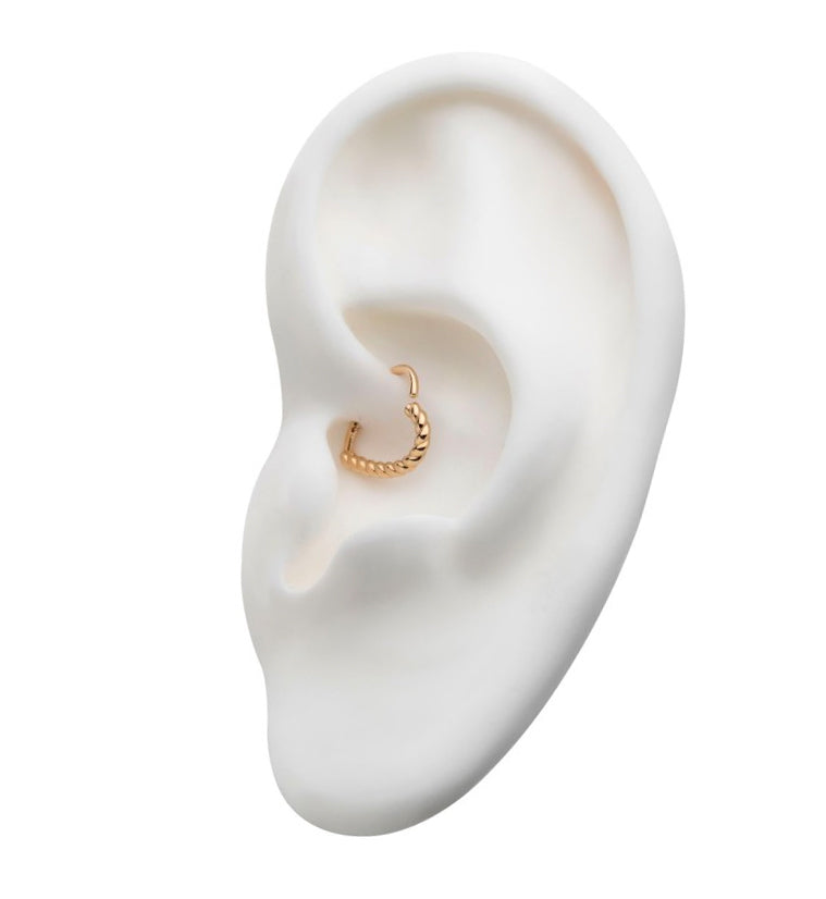 14kt Gold Twine Heart Seamless Hoop Ring