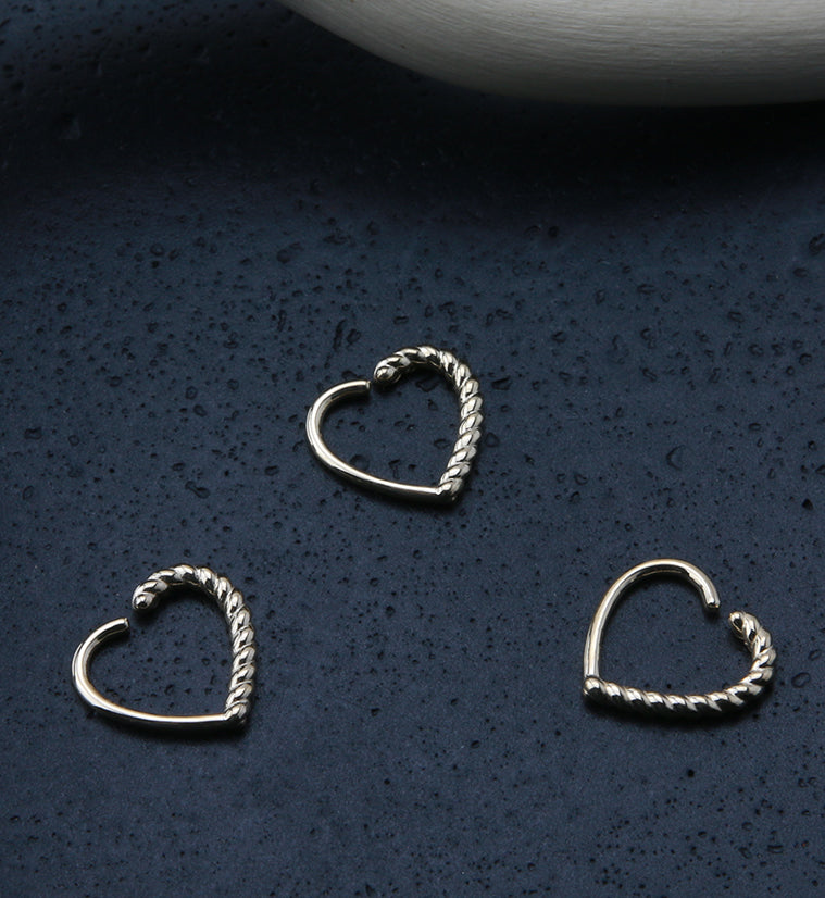 14kt Gold Twine Heart Seamless Hoop Ring