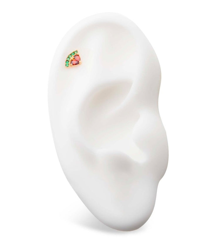 14kt Gold Watermelon CZ Threadless Top