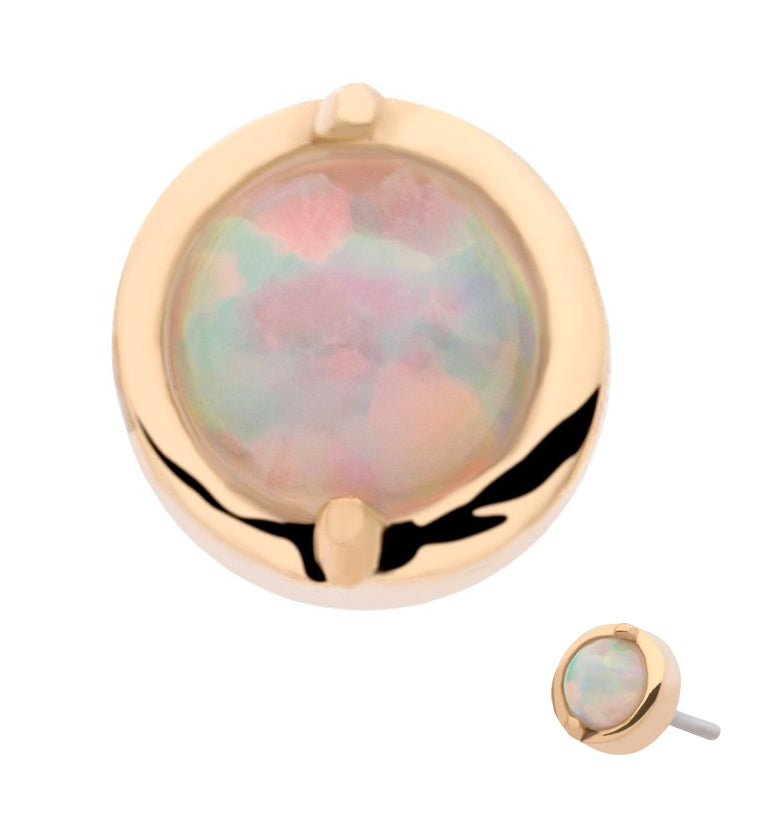 14kt Gold White Opalite Threadless Top