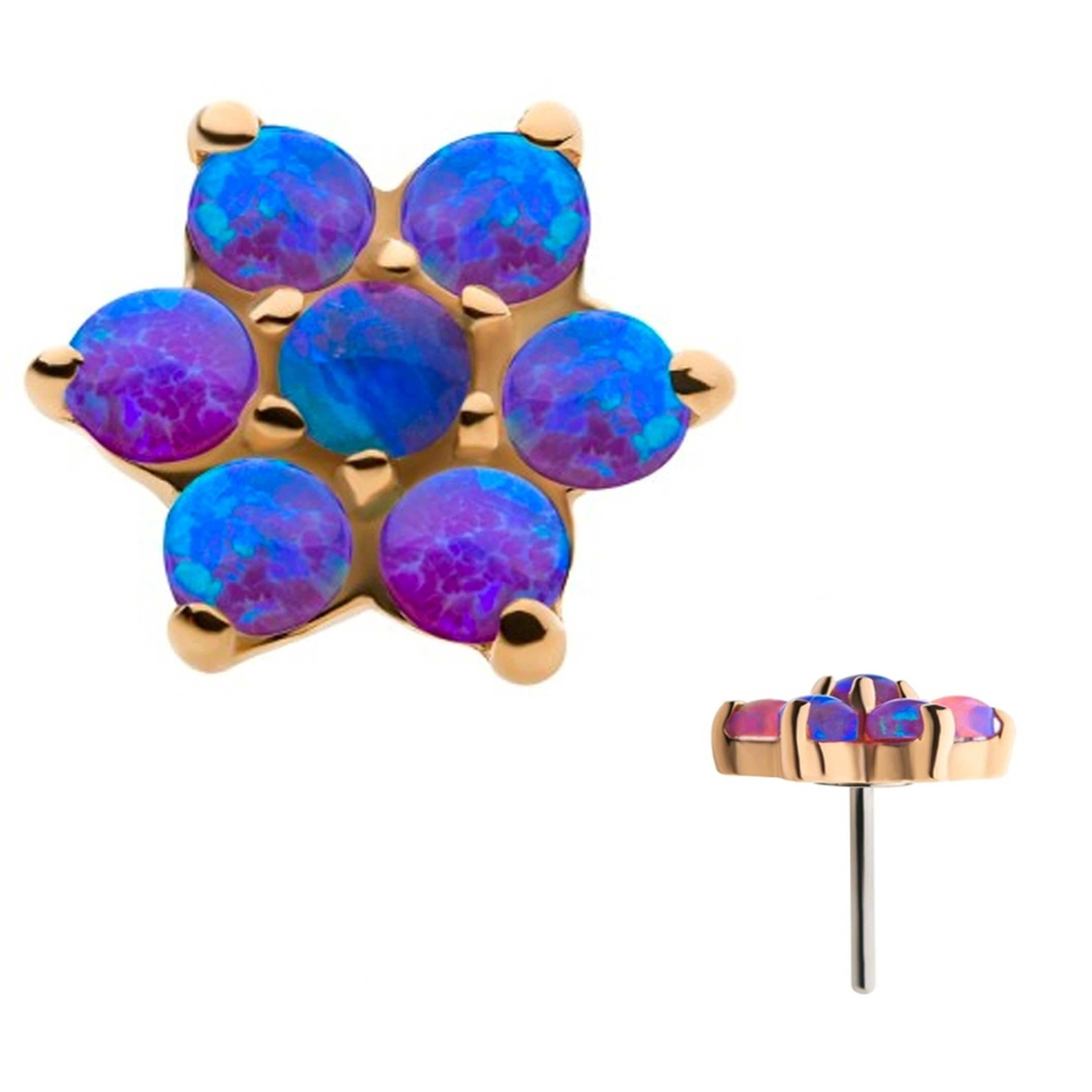 Purple Opalite 14kt Gold Flower Threadless Top