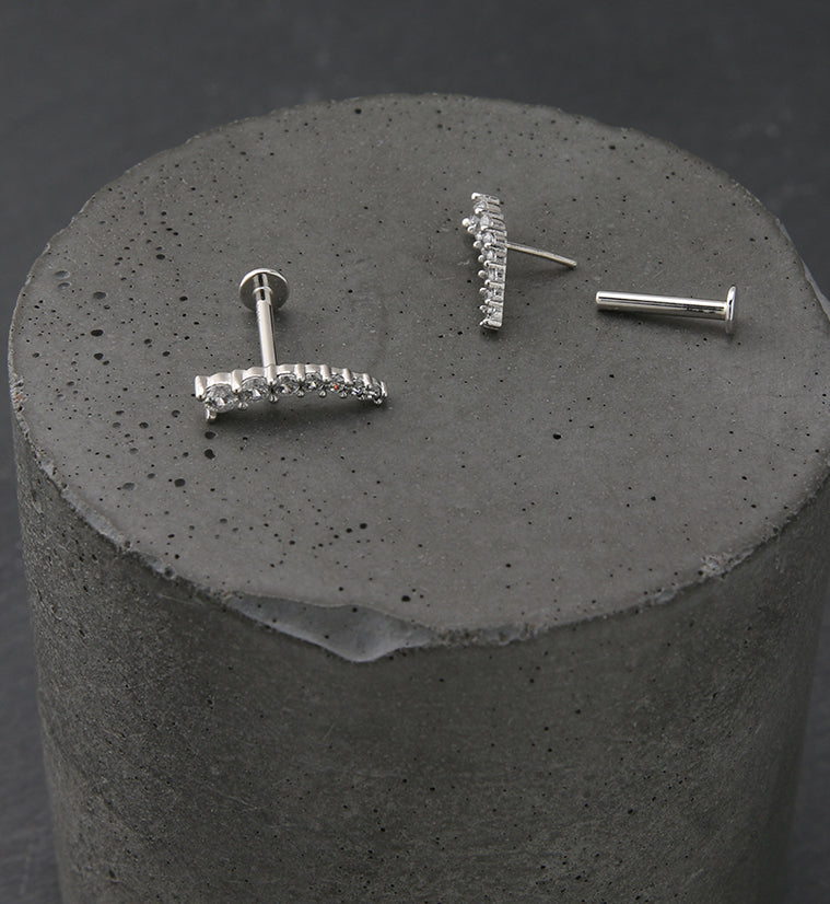 14kt White Gold Ascend CZ Threadless Labret