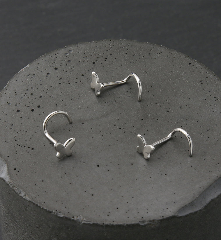 14kt White Gold Butterfly Nose Screw
