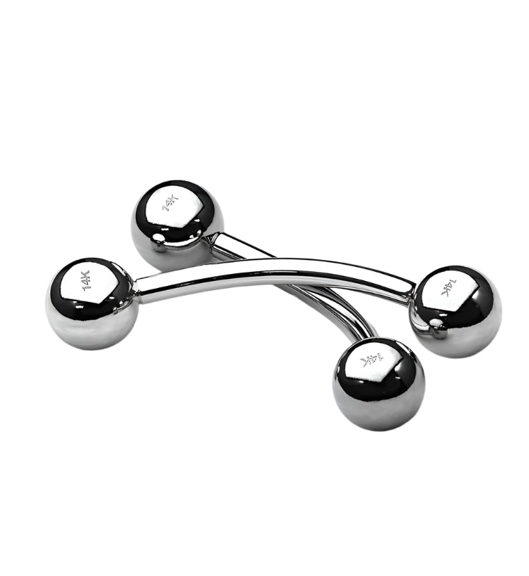 14Kt White Gold Curved Barbell