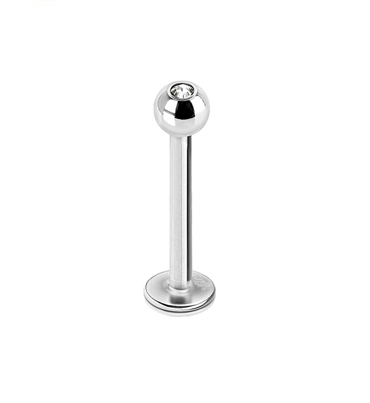 16G 14kt White Gold CZ Top Flat Back Labret Post