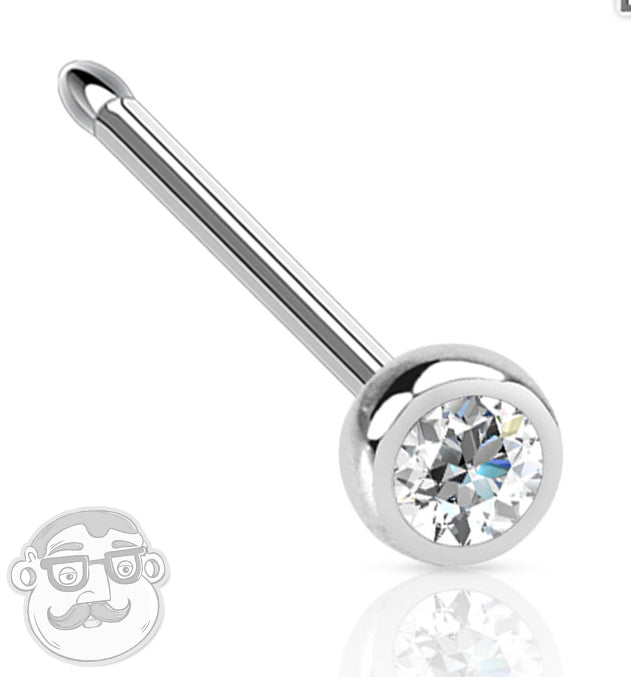 20G 14kt White Gold CZ Nose Stud Ring