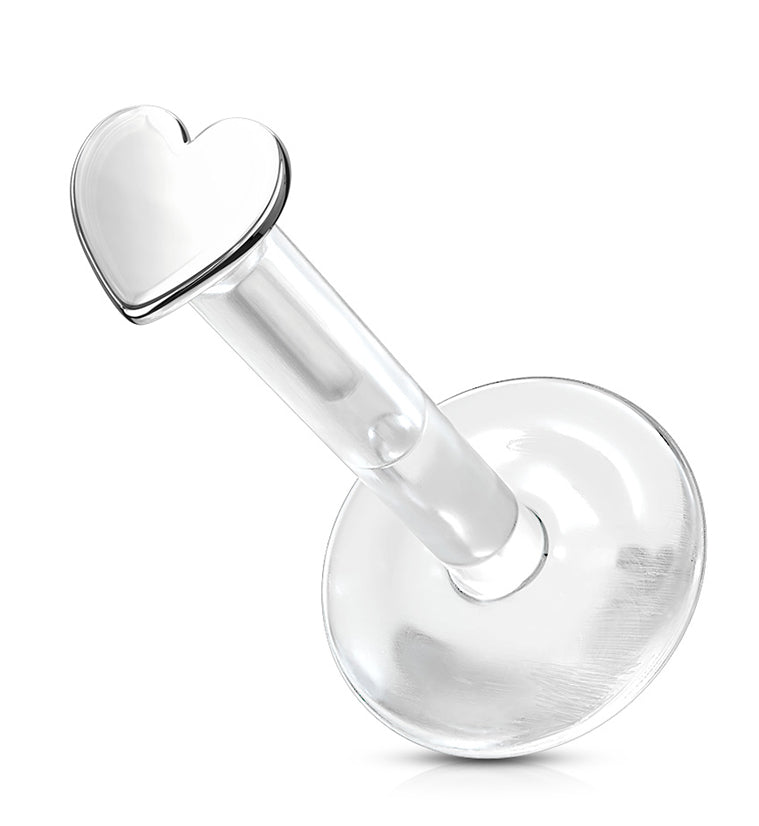 16G Heart 14kt White Gold Bioflex Labret Post