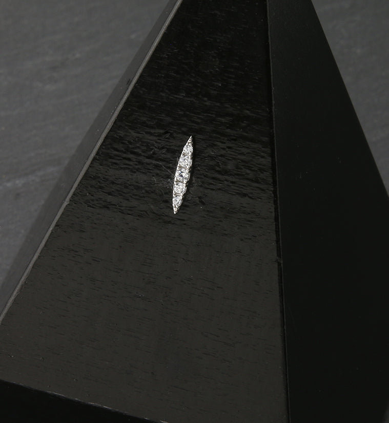 14kt White Gold Oblong CZ Threadless Top