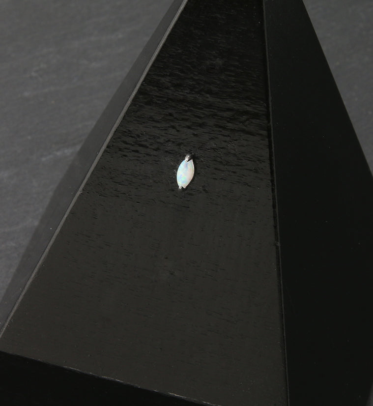 14kt White Gold Ovate White Opalite Threadless Top