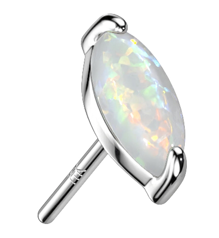 14kt White Gold Ovate White Opalite Threadless Top