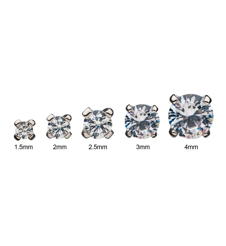 14kt White Gold CZ Prong Threadless Top