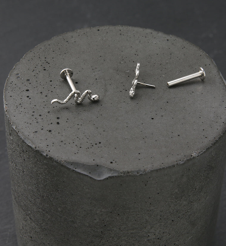 14kt White Gold Snake Threadless Labret