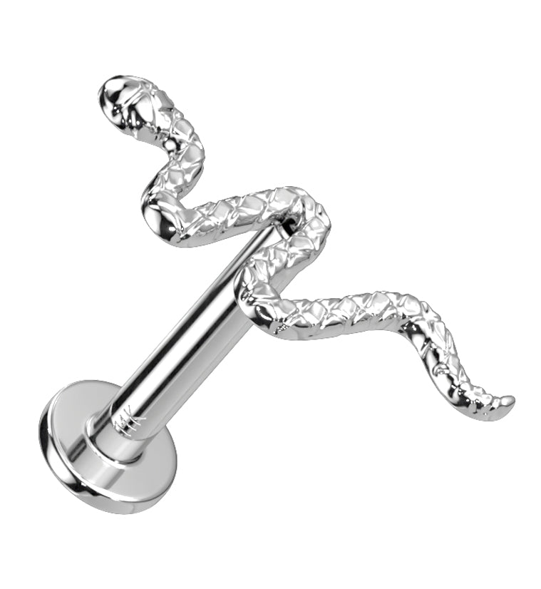 14kt White Gold Snake Threadless Labret