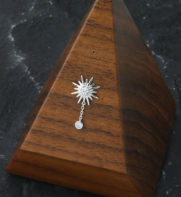 14kt White Gold Solar Rays Dangle CZ Threadless Top