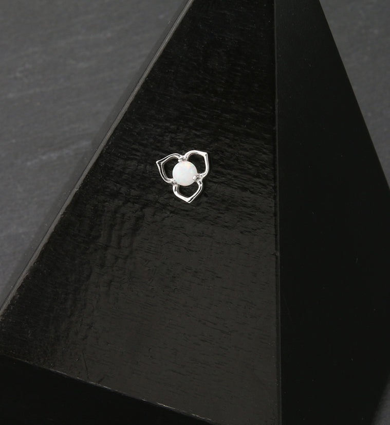14kt White Gold Tri Petal White Opalite Threadless Top