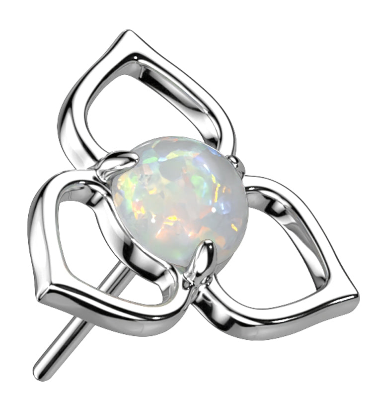 14kt White Gold Tri Petal White Opalite Threadless Top