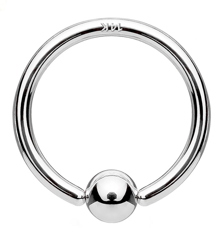 14kt White Gold Fixed Ball Captive Bead Ring