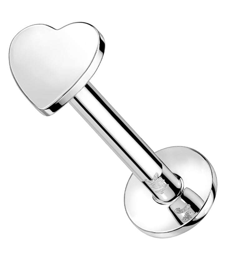 14kt White Gold Heart Labret
