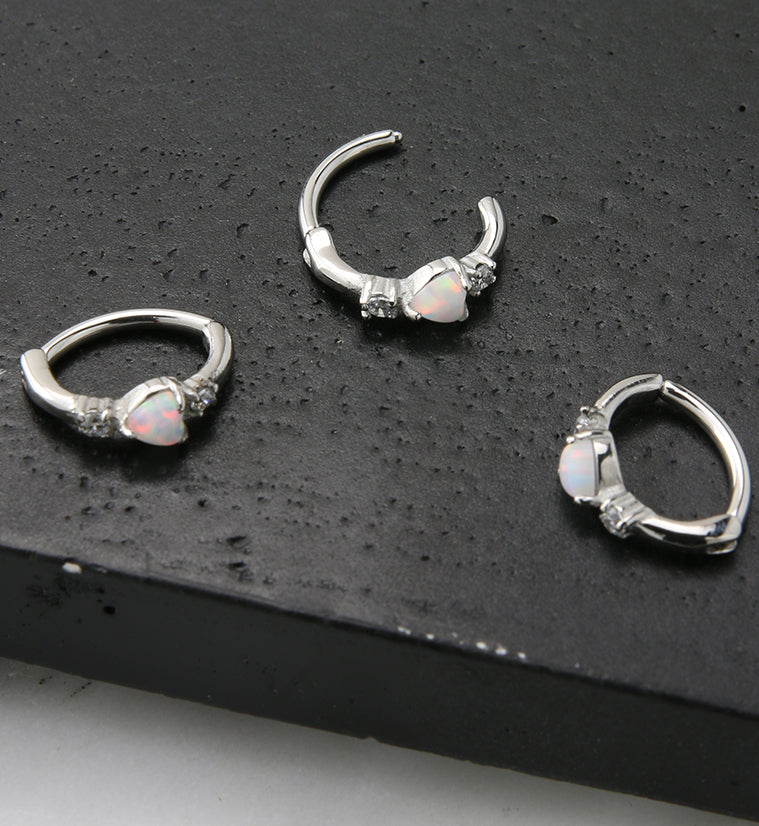 16G Heart White Opalite Rook Clicker