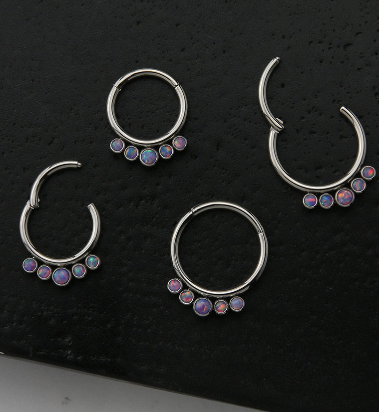 16G Cinque Purple Opalite Titanium Hinged Segment Ring