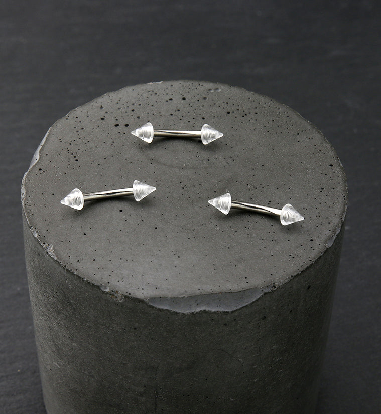 16G Clear or Black Spiked Eyebrow Ring