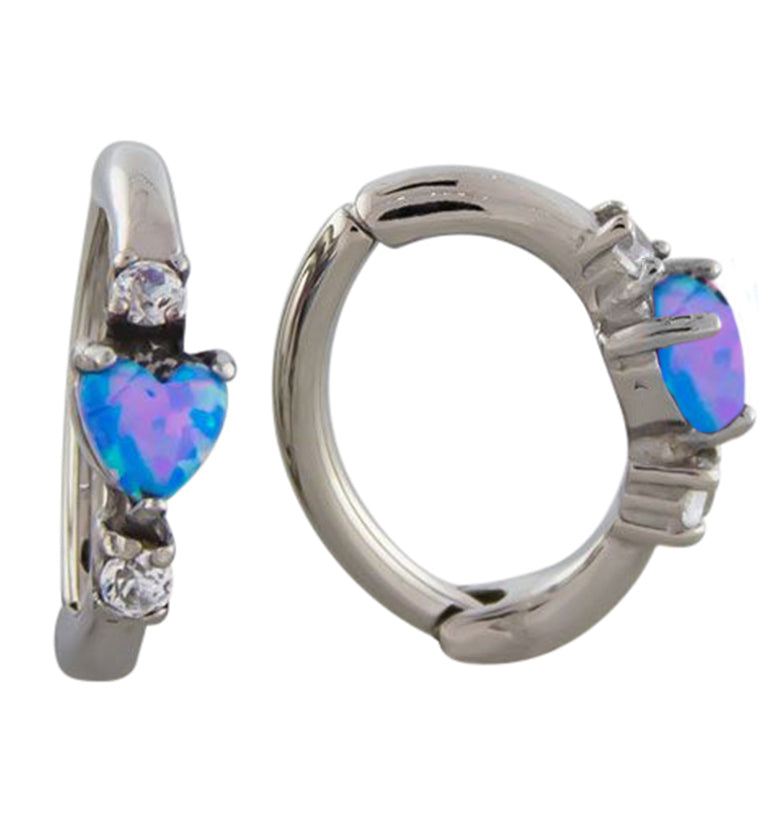 16G Heart Blue Opalite Rook Clicker