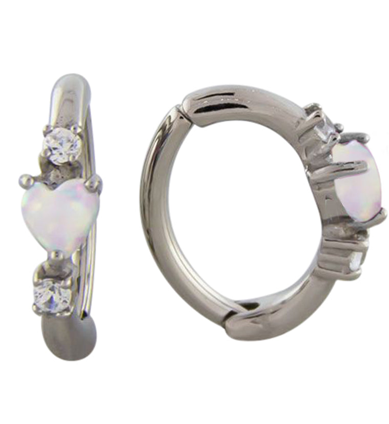 16G Heart White Opalite Rook Clicker