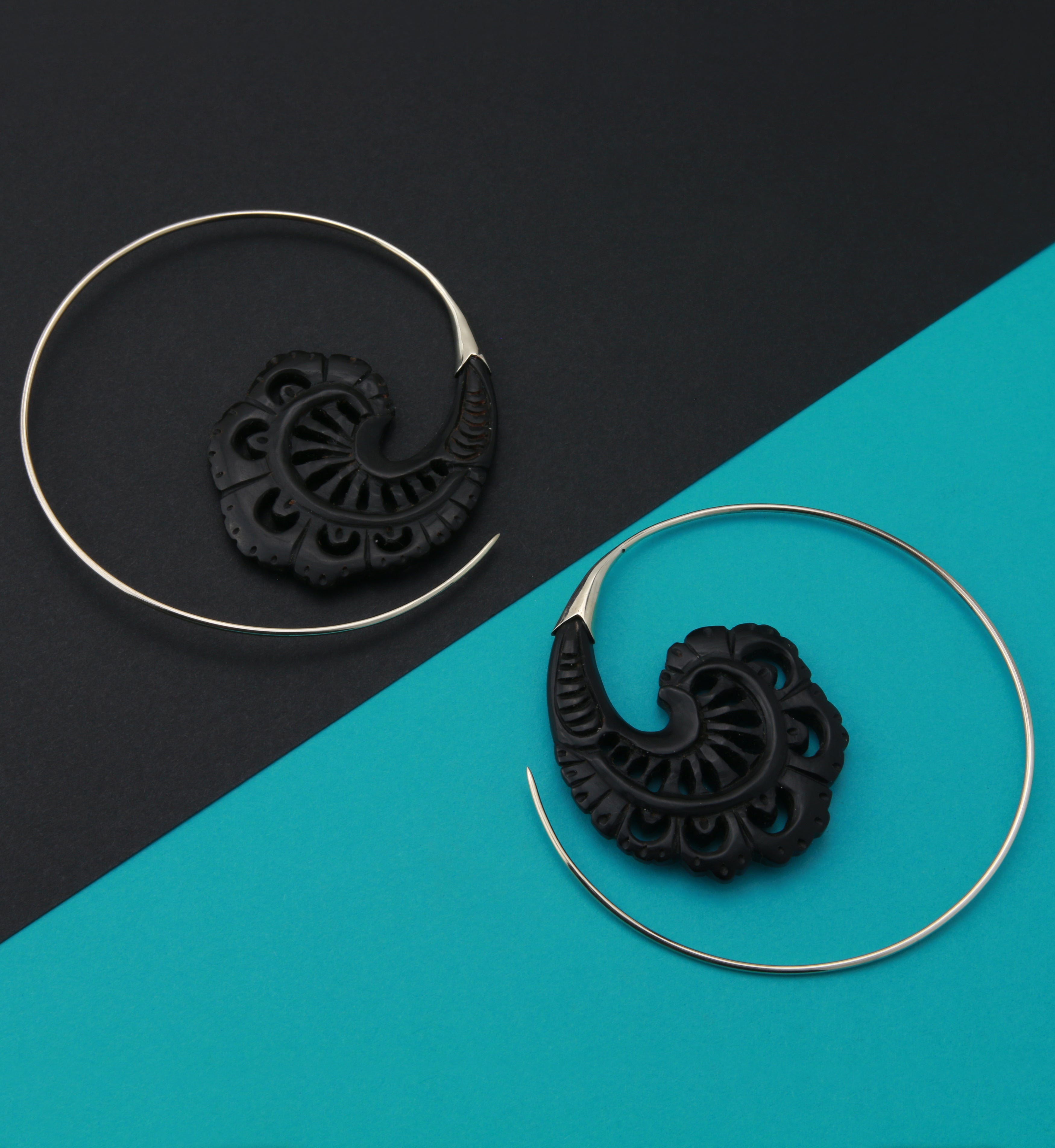 18G Baroque Horn White Brass Hangers / Earrings