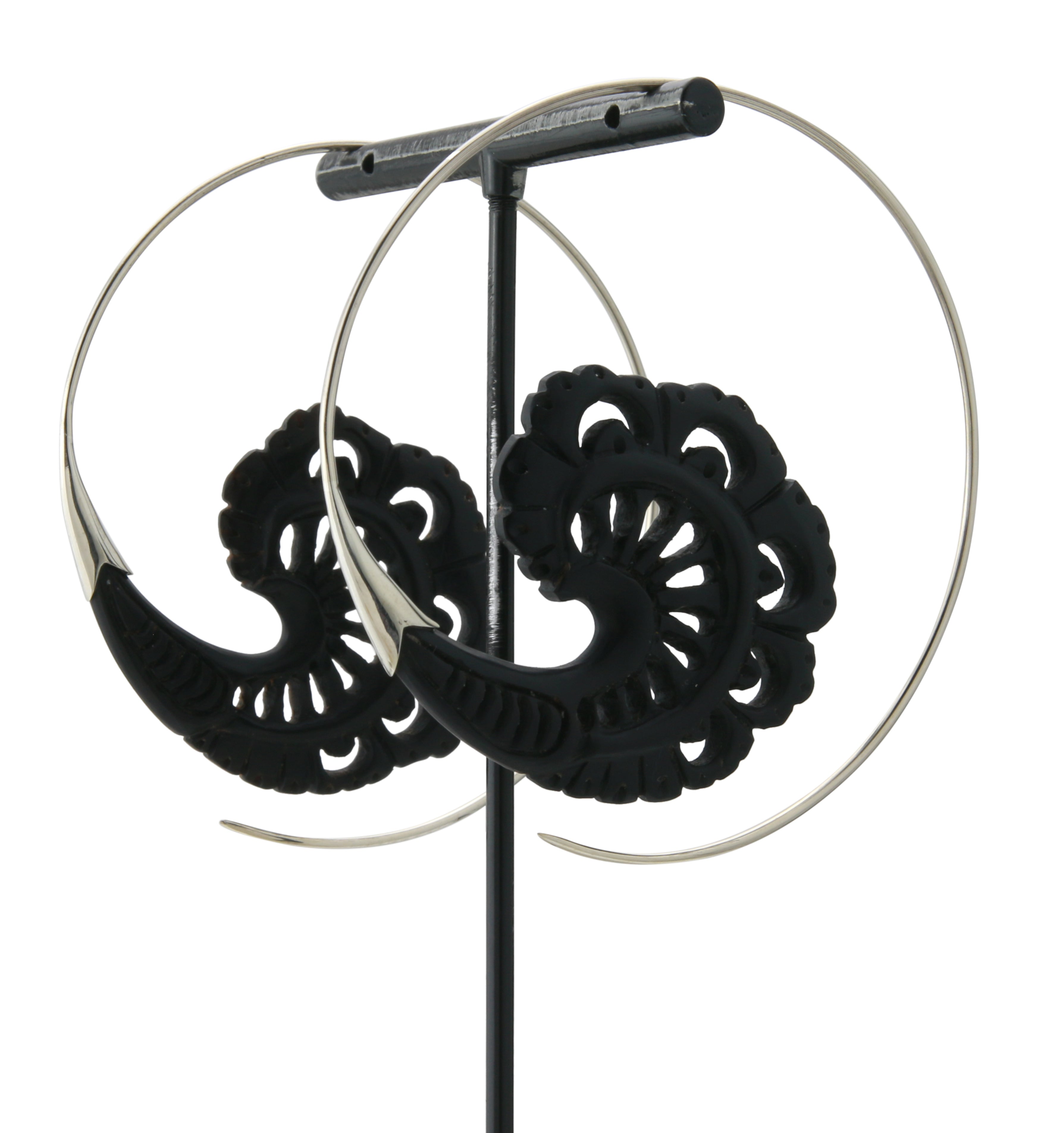 18G Baroque Horn White Brass Hangers / Earrings