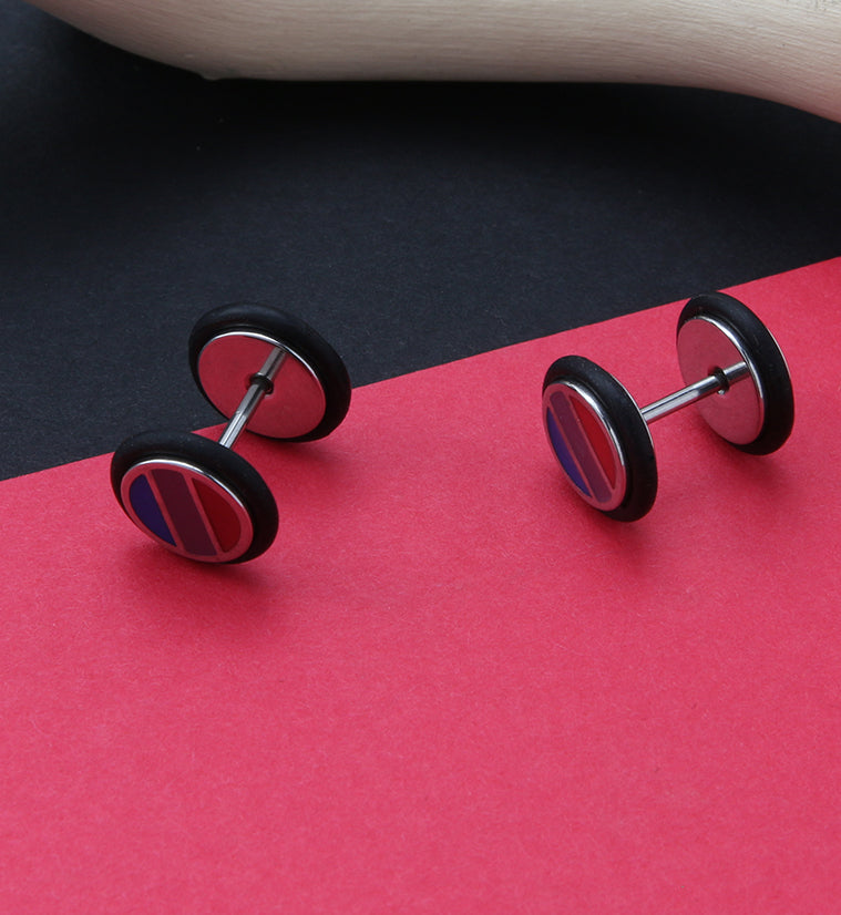 18G Bisexual Pride Fake Plugs - Gauges