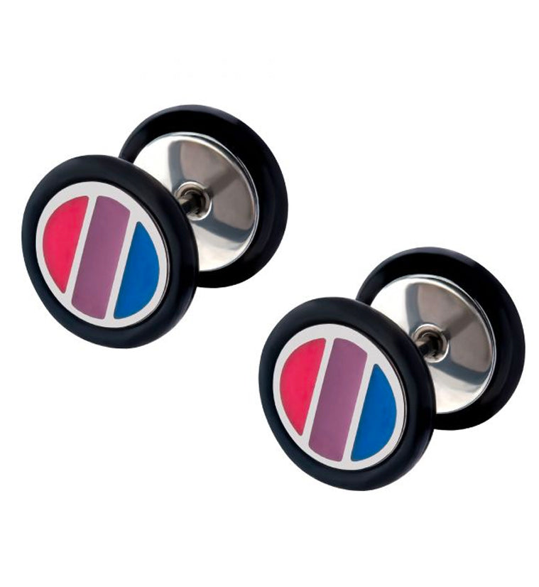18G Bisexual Pride Fake Plugs - Gauges
